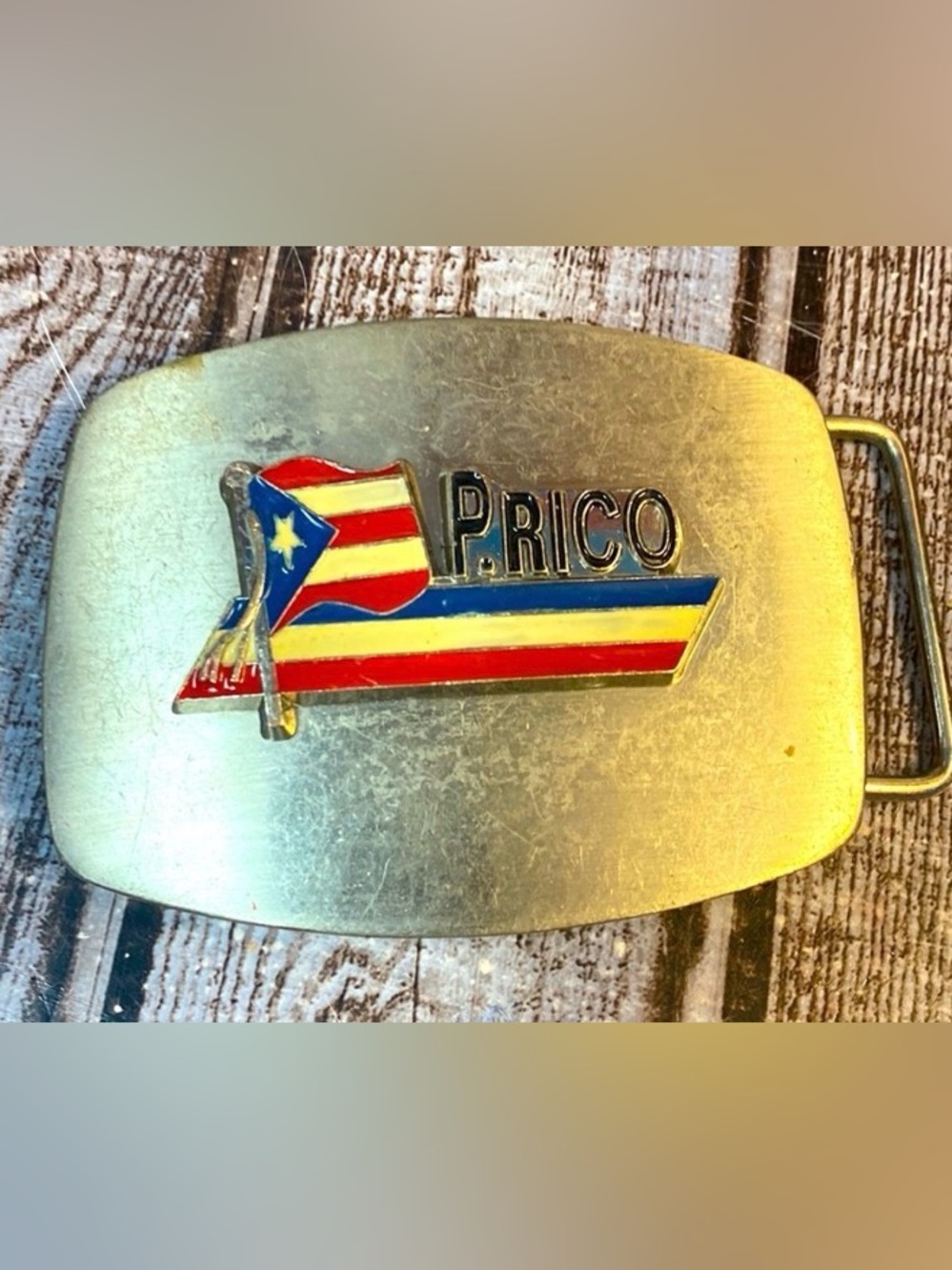 Puerto Rico Belt buckle 4”w by 2.5 length clip is 2” stainless steal nwot